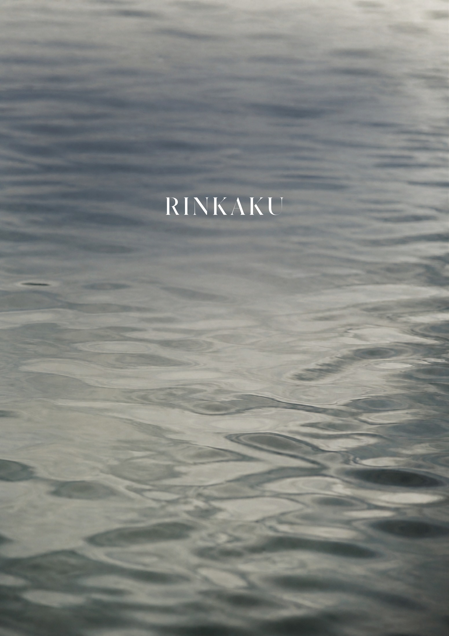 静かな水面にRINKAKUの文字を配したブランドブックの表紙